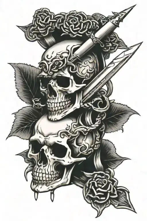Skull Dagger Wrapped With Anaconda Coiling