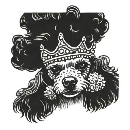 Bejeweled Crown On The Head Of A Black Poodle