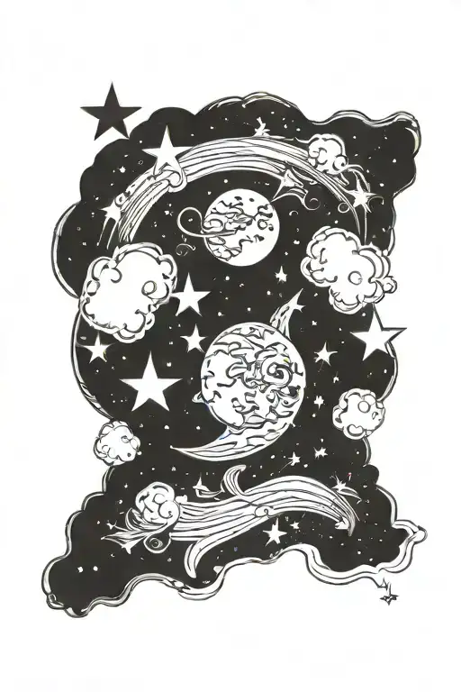 Moon Surrounded By Stars