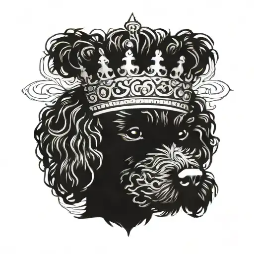 Crown On The Head Of A Black Poodle
