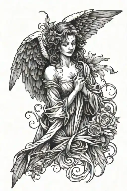 Angel With Wings Wrapped