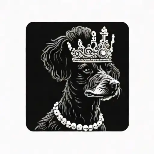 Jeweled Crown On The Head Of A Black Poodle