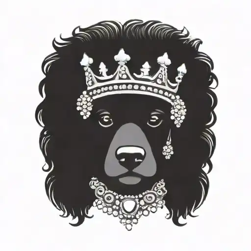 Jeweled Crown On The Head Of A Black Poodle