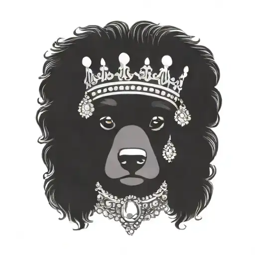 Jeweled Crown On The Head Of A Black Poodle