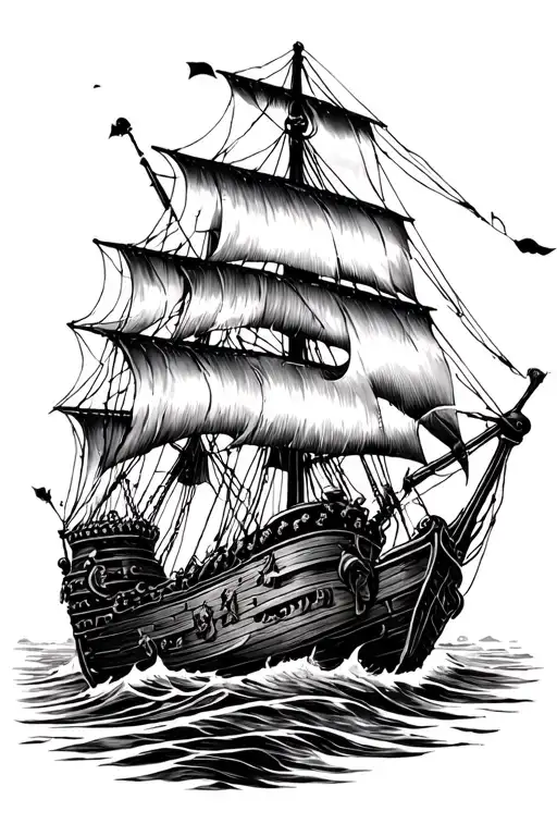 Pirate Shipwreck Tattoo Design