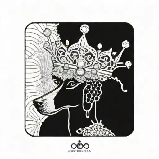 Jeweled Crown On The Head Of A Black Poodle