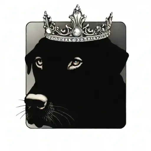Jeweled Crown On The Head Of A Black Lab
