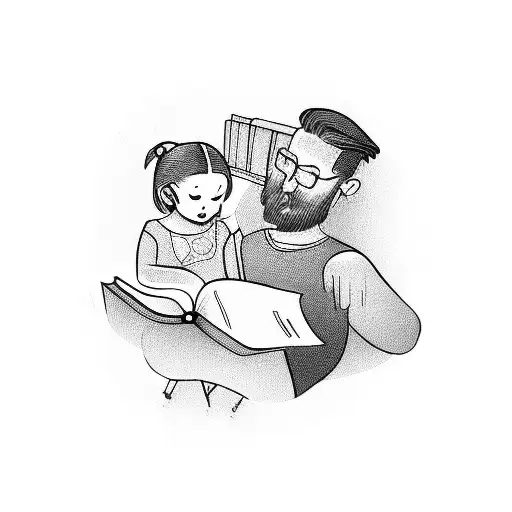 Man Reading Book To His Daughter