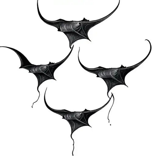 4 Manta Rays Different Sizes Swimming Together