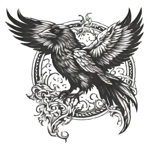 Raven Phoenix Rising From The Ashes