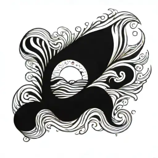 Abstract Wave Design Incorporating Sun Rays