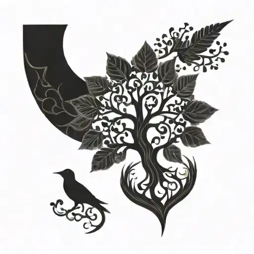 A Stylized Family Tree Intertwined With Christian Symbols