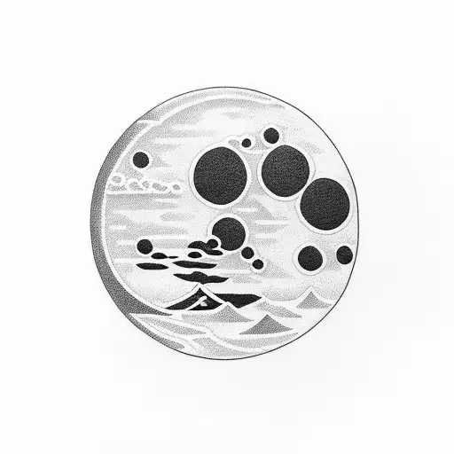 Moon With River Flowing To It