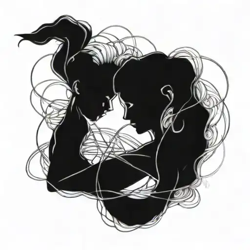 A Detailed Pencil Sketch Of Two Intertwined Souls Representing Friendship