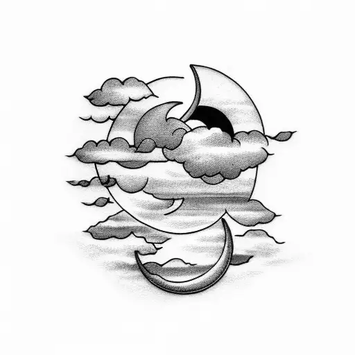 Crescent Moon In Clouds