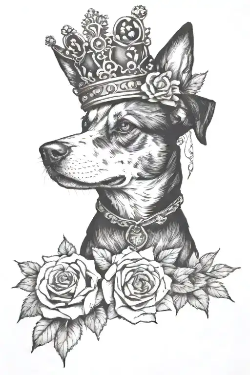 Dog And Roses And Crown