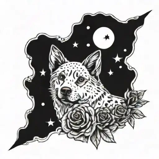 Dog Moon And Roses