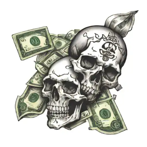 Skull And Money Falling