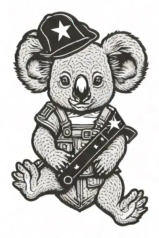 A Koala In A Soldier's Uniform With A Single Star Rank On Its Shoulder