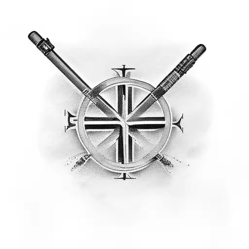 Christian Cross With An Ar 15 And A Fishing Rod