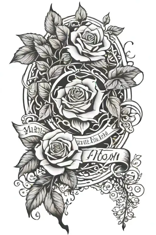 Rose Saying Mom Written And Dad With A Tree Of Life And The Infinite Symbol