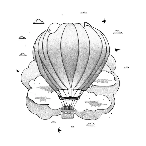 Big Hot Air Ballon Style Steampunk With Cloud