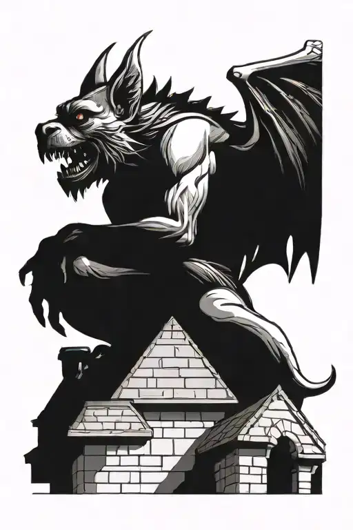 A Gargoyle Sits On The Roof Of A Gothic Castle