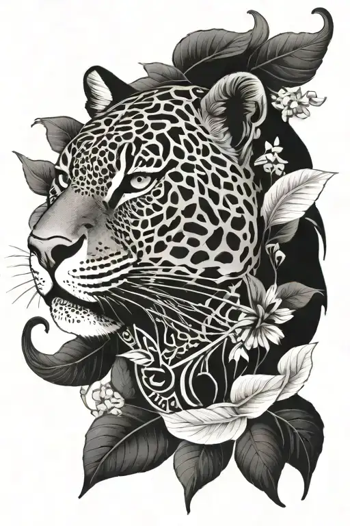 Ayahuasca Vine Surrounding A Jaguar's Face Emerging