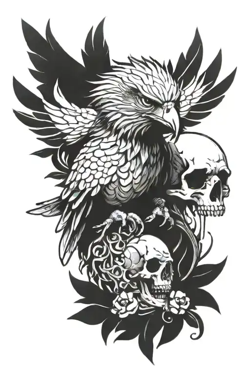 Evil Harpy Eagle And A Skull