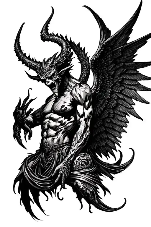 Demon With Wings In Style