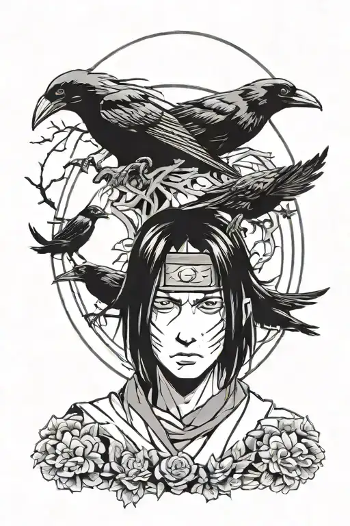 Uchiha Itachi Sadness Smile With Crows