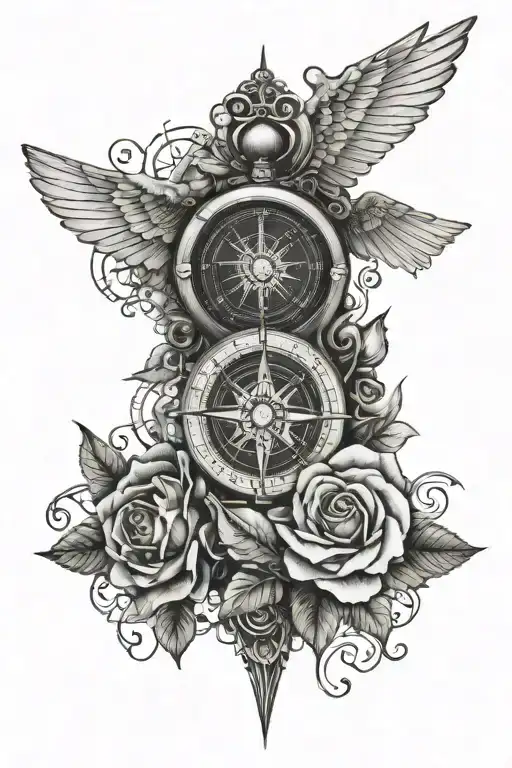 Wings And Roses And Compass