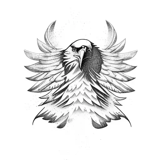 Eagle Spread Wings Soaring Above Mountains