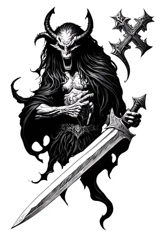 Demon Holding Holy Sword