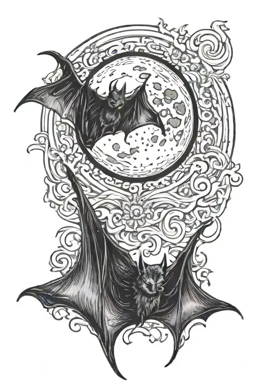 Bat Hanging Moon