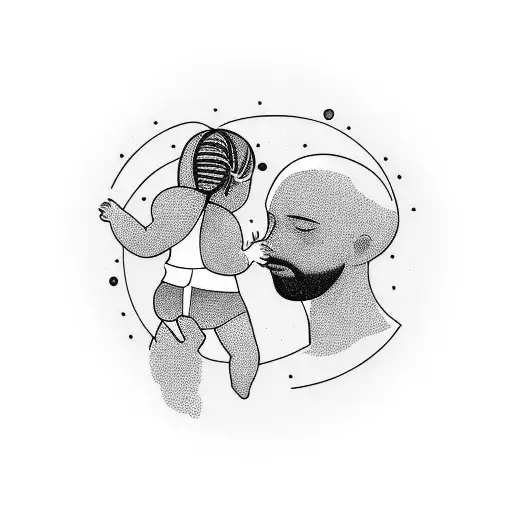 Father And Daughter Watching The Universe