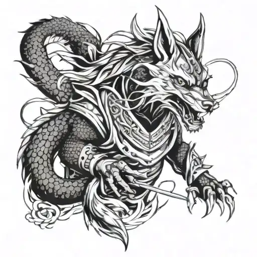 Dragon Fox Samurai Warrior
