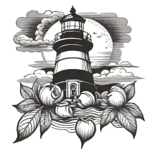 Lighthouse With Peach Fruit