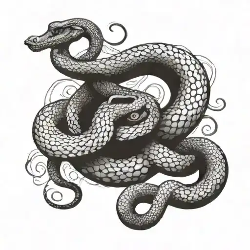 A Snake With Medusa Eyes Embedded In Its Body