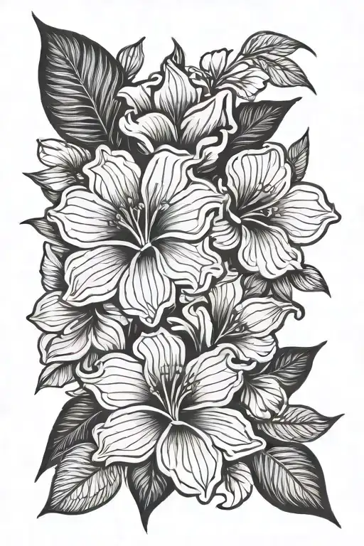 Floral Black Grey Tattoo Hawaii Inspired