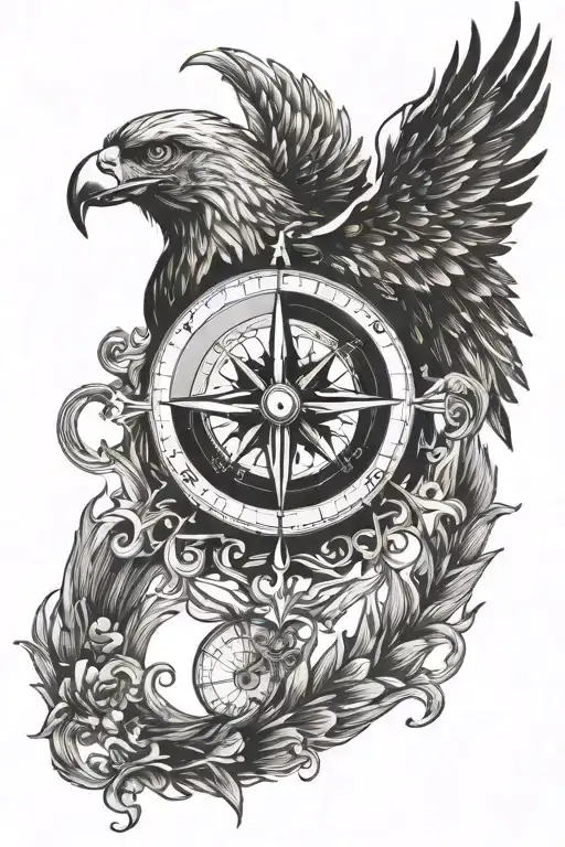 Compass With Eagle Wings