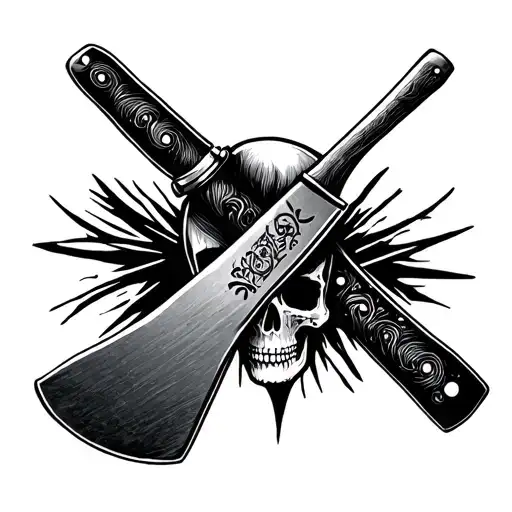 Crossed Schef Knife And Spatula With Skull