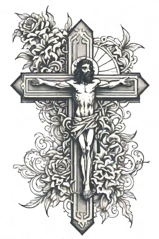 Cross With Jesus In Background Black