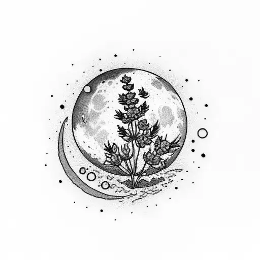 Moon With Lavander Flower