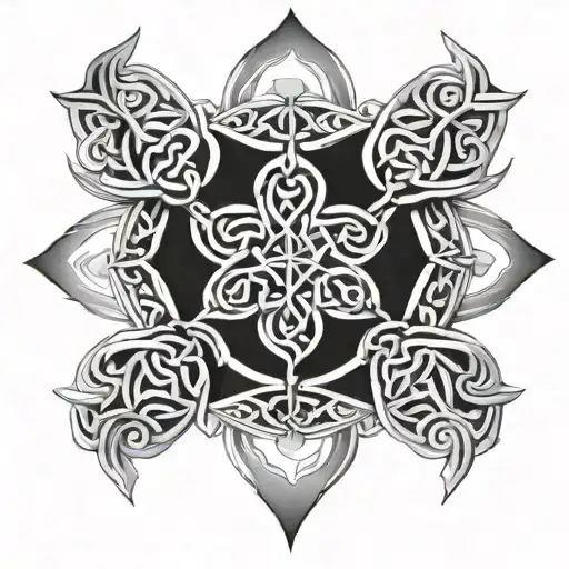 A Celtic Knot Design Incorporating Elements Of Friendship And Poker Symbols