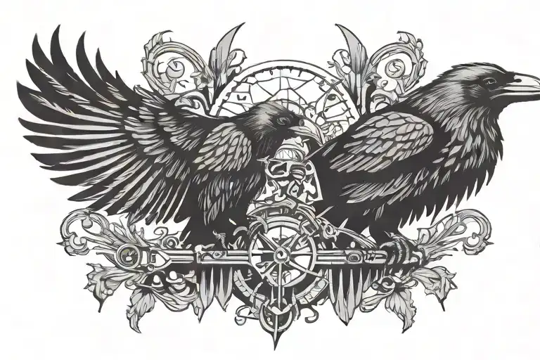 Crow And Guns Crossed Together Symbolizing