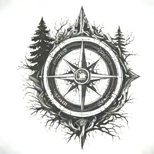 Compass Behind Tree