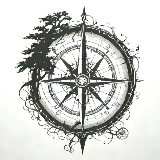 Compass Behind Tree