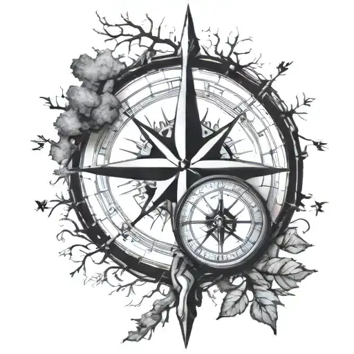 Compass Beside Oak Tree