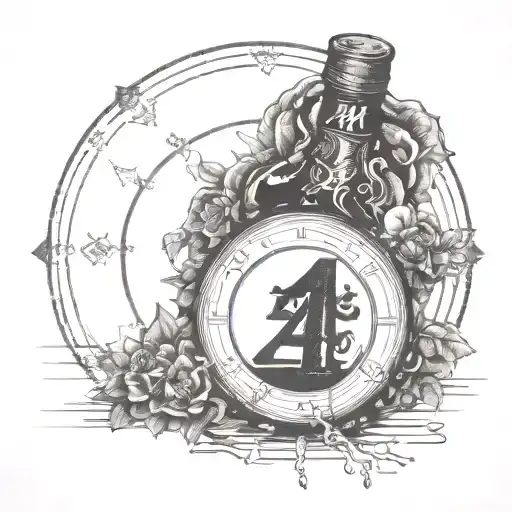 Lettering Word '4W' W Tequila Bottle
